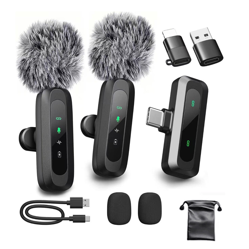 ⭐⭐⭐⭐⭐ 5.0 (5 703 vendus )Microphone Cravate Sans Fil 2.4G HD avec Écran LED