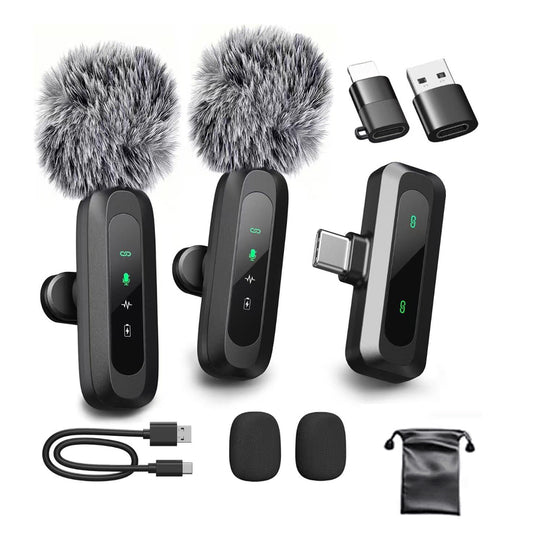 ⭐⭐⭐⭐⭐ 5.0 (5 703 vendus )Microphone Cravate Sans Fil 2.4G HD avec Écran LED