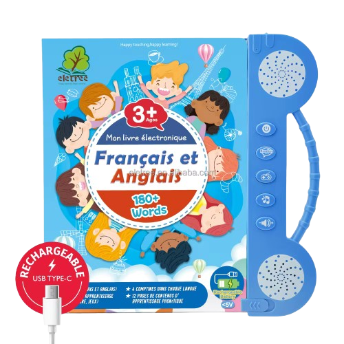 ⭐⭐⭐⭐⭐ 5.0 (13 250  vendus )  Nouveau livre d'Apprentissage Sonore Interactif Bilingue (Français/Anglais)  pour Enfants